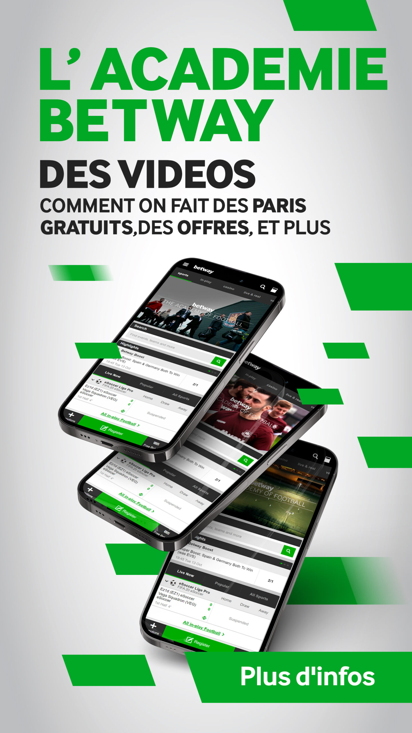 Vidéos de l'académie Betway sur la façon d'utiliser les paris, comment utiliser les offres et plus encore.